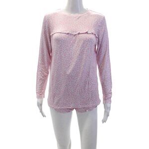 Emerson Road Womens Spotted Print Top Shorts Sleepwear Set Gray Pink Size XS
